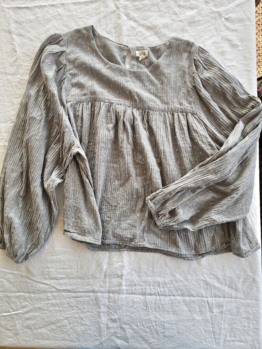 Ana Gray Peasant Blouse Size 3X